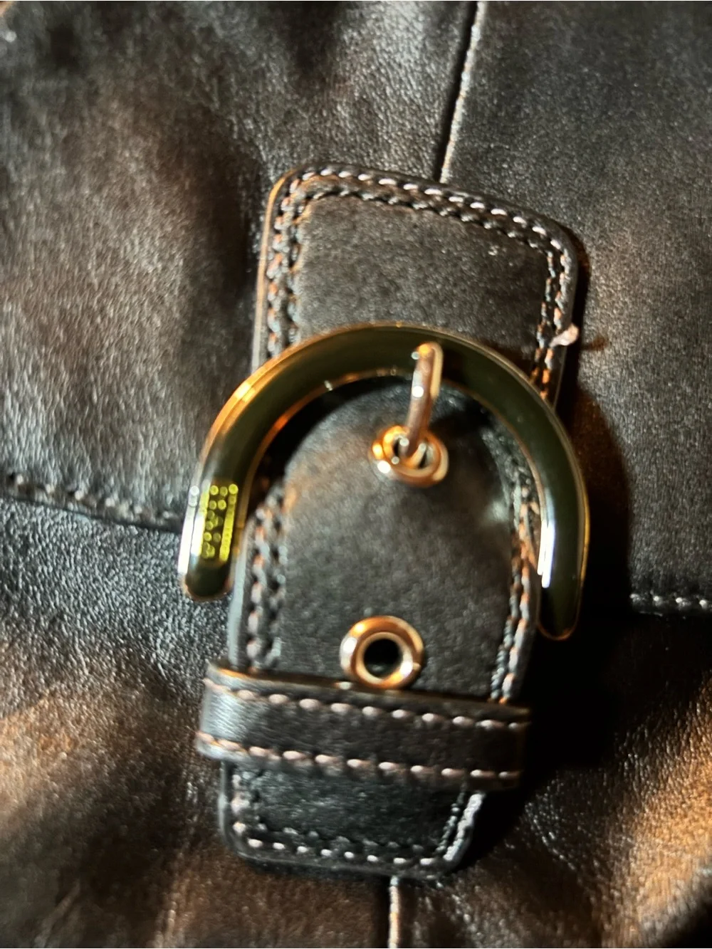Coach Classic Black Leather Crossbody Bag with Buckle Detail 9x7 1/3